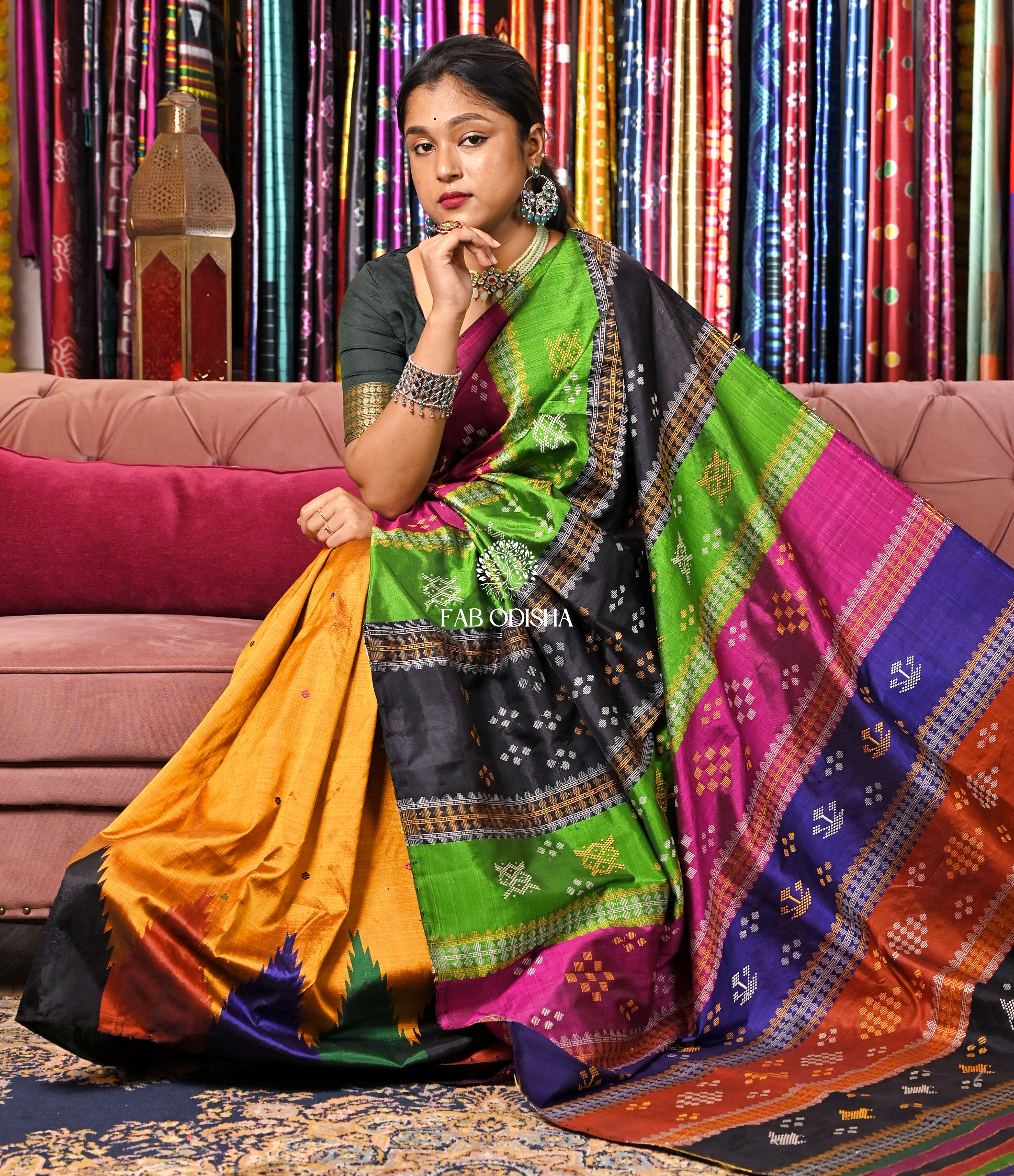 SWARNA MUDRA DOUBLE AANCHAL BERHAMPURI PATTA SAREE Fabodisha