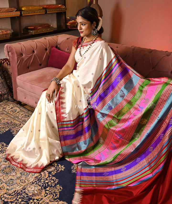 SAGAR SAUNDARYA DOUBLE RUDRAKSHA BORDER SINGLE PALLU BERHAMPURI PATTA SAREE