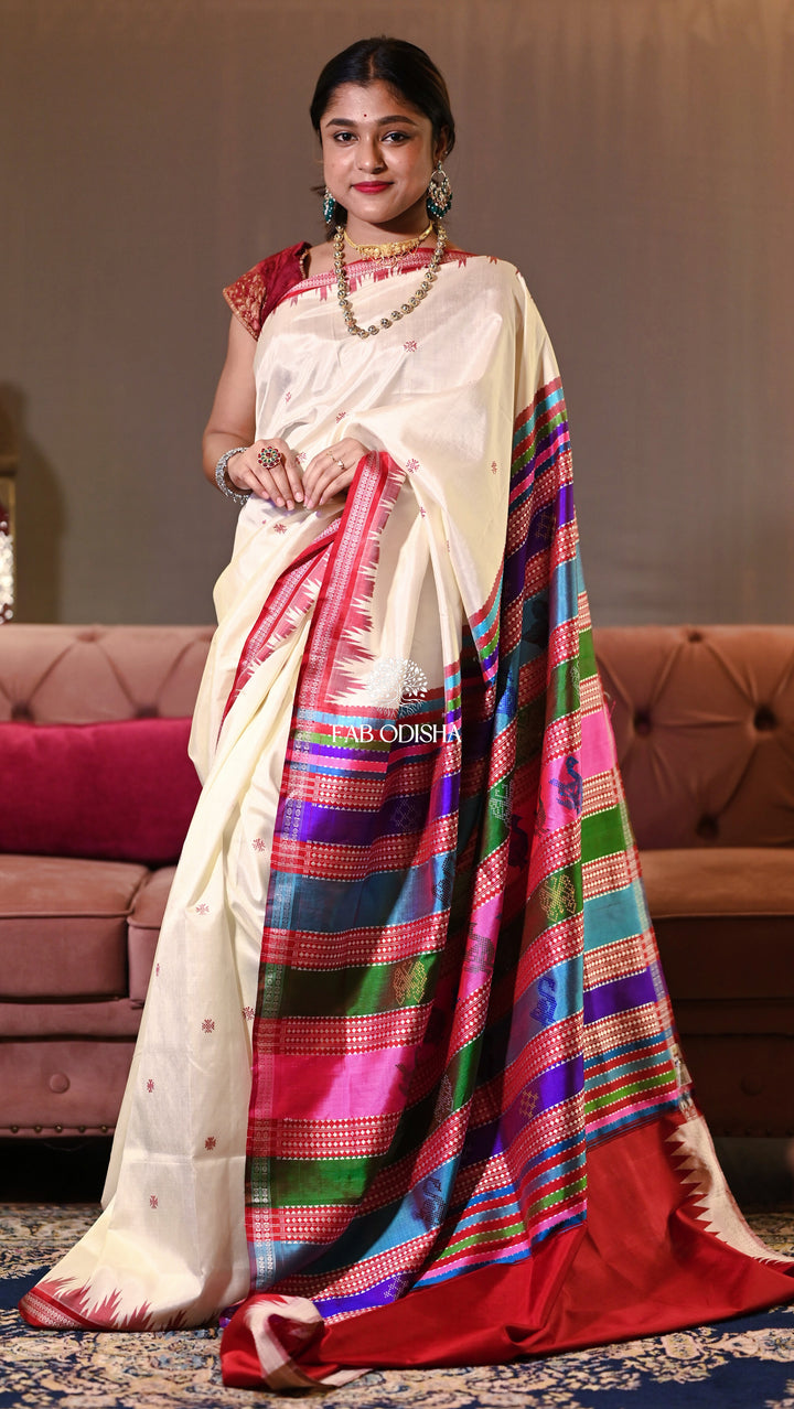 SAGAR SAUNDARYA DOUBLE RUDRAKSHA BORDER SINGLE PALLU BERHAMPURI PATTA SAREE