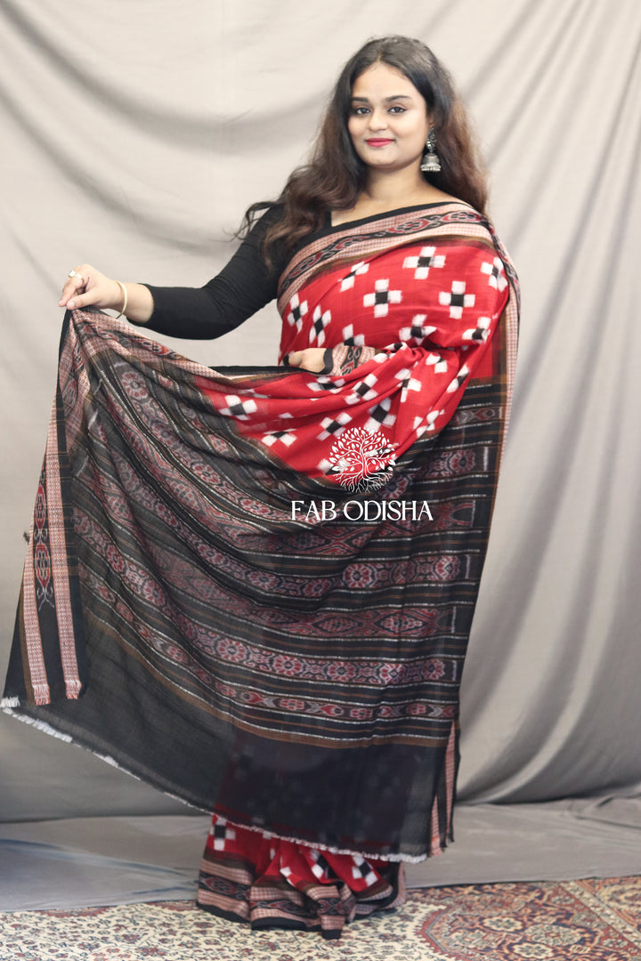 TART RED SAMBALPURI PASSAPALI PURE COTTON