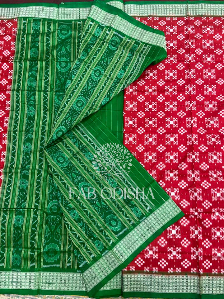MESMERISING RED PASSAPALI SAMBALPURI SILK SAREE