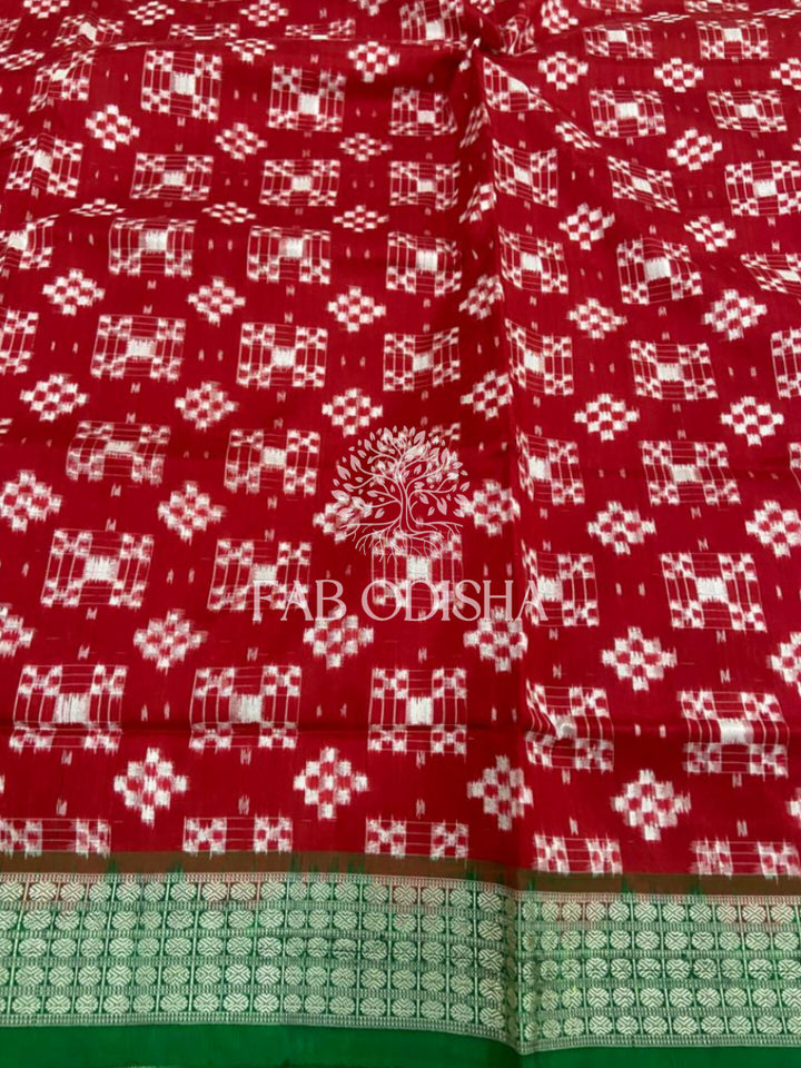 MESMERISING RED PASSAPALI SAMBALPURI SILK SAREE
