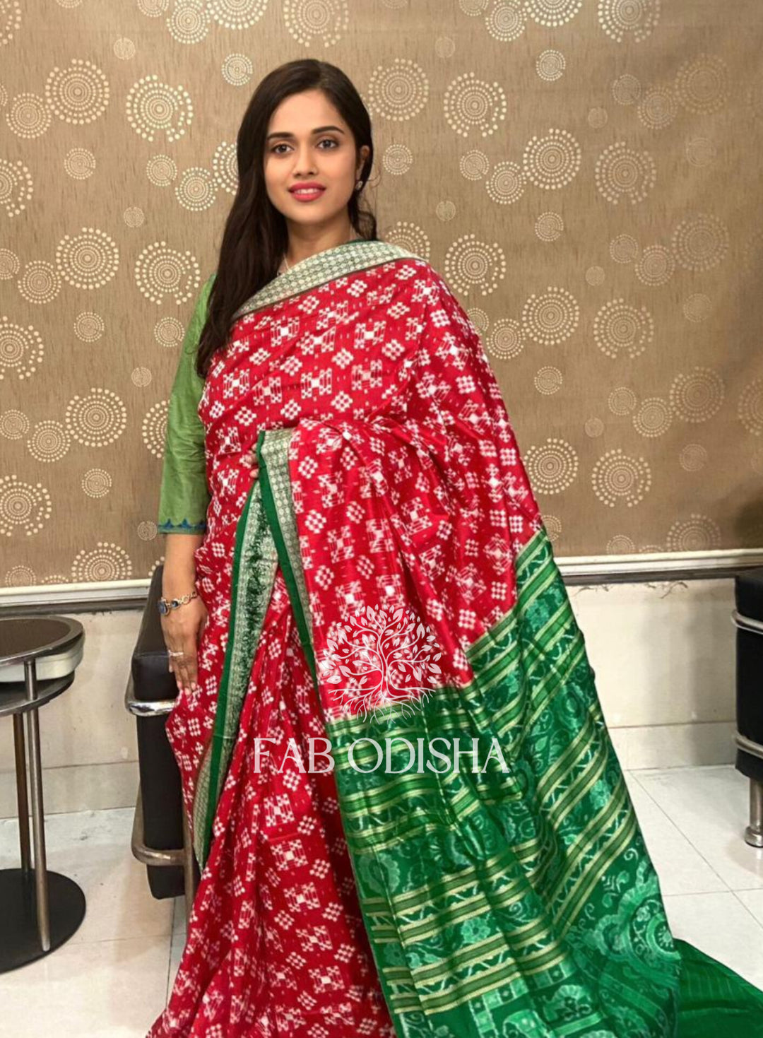 MESMERISING RED PASSAPALI SAMBALPURI SILK SAREE