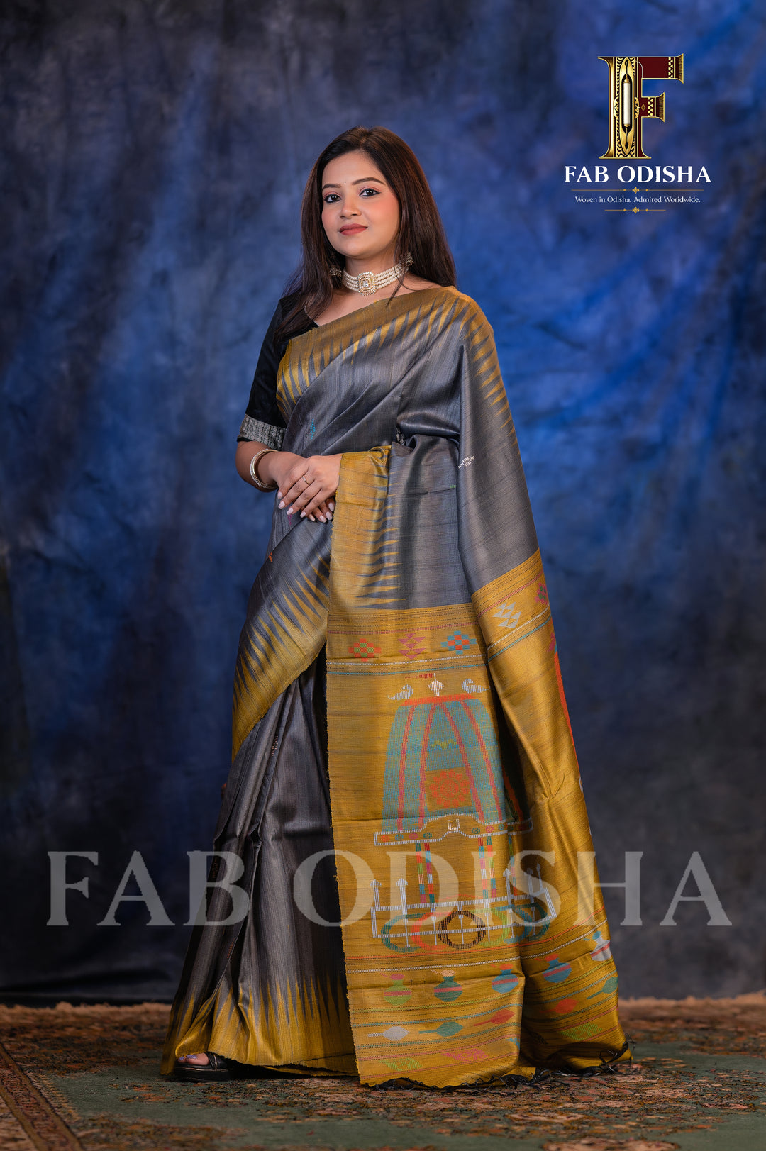 THREE CHARIOTS LUXE EDIT HERITAGE GOPALPURI HANDLOOM FINE TUSSAR SILK SAREE