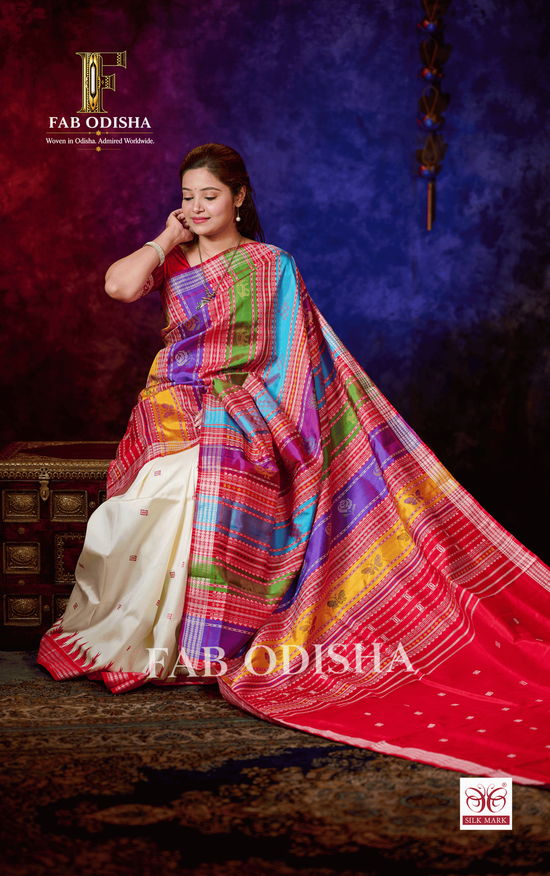 RANGAPRABHA BERHAMPURI HANDLOOM DOUBLE AANCHAL PURE SILK PATTA SAREE
