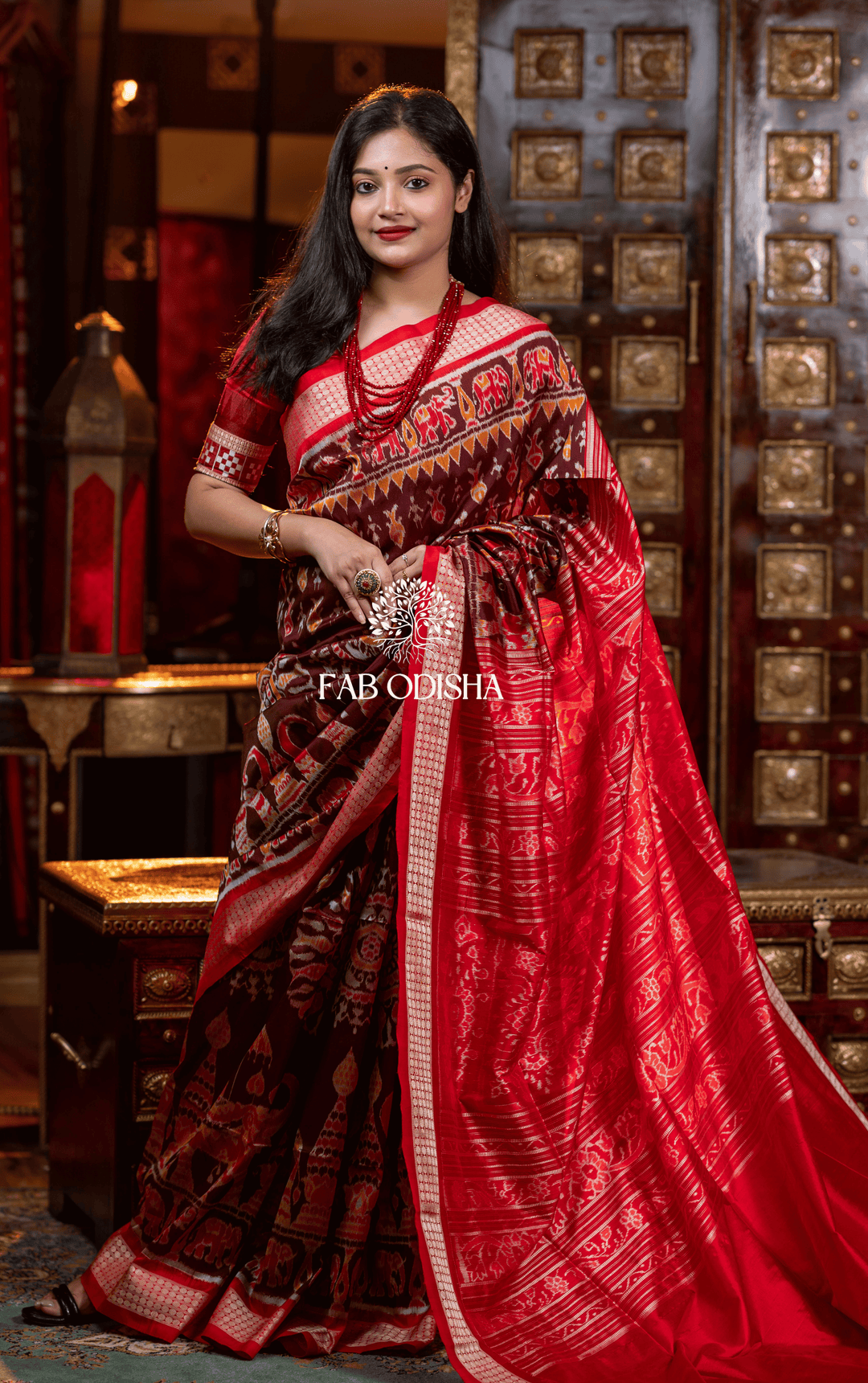 "SHAHI GAJAPATI DARBAR" SAMBALPURI BANDHA SILK PATTA SAREE