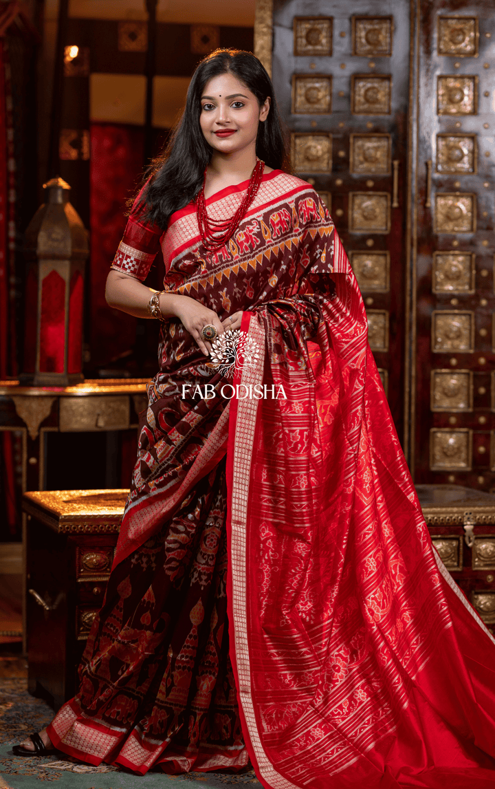 "SHAHI GAJAPATI DARBAR" SAMBALPURI BANDHA SILK PATTA SAREE