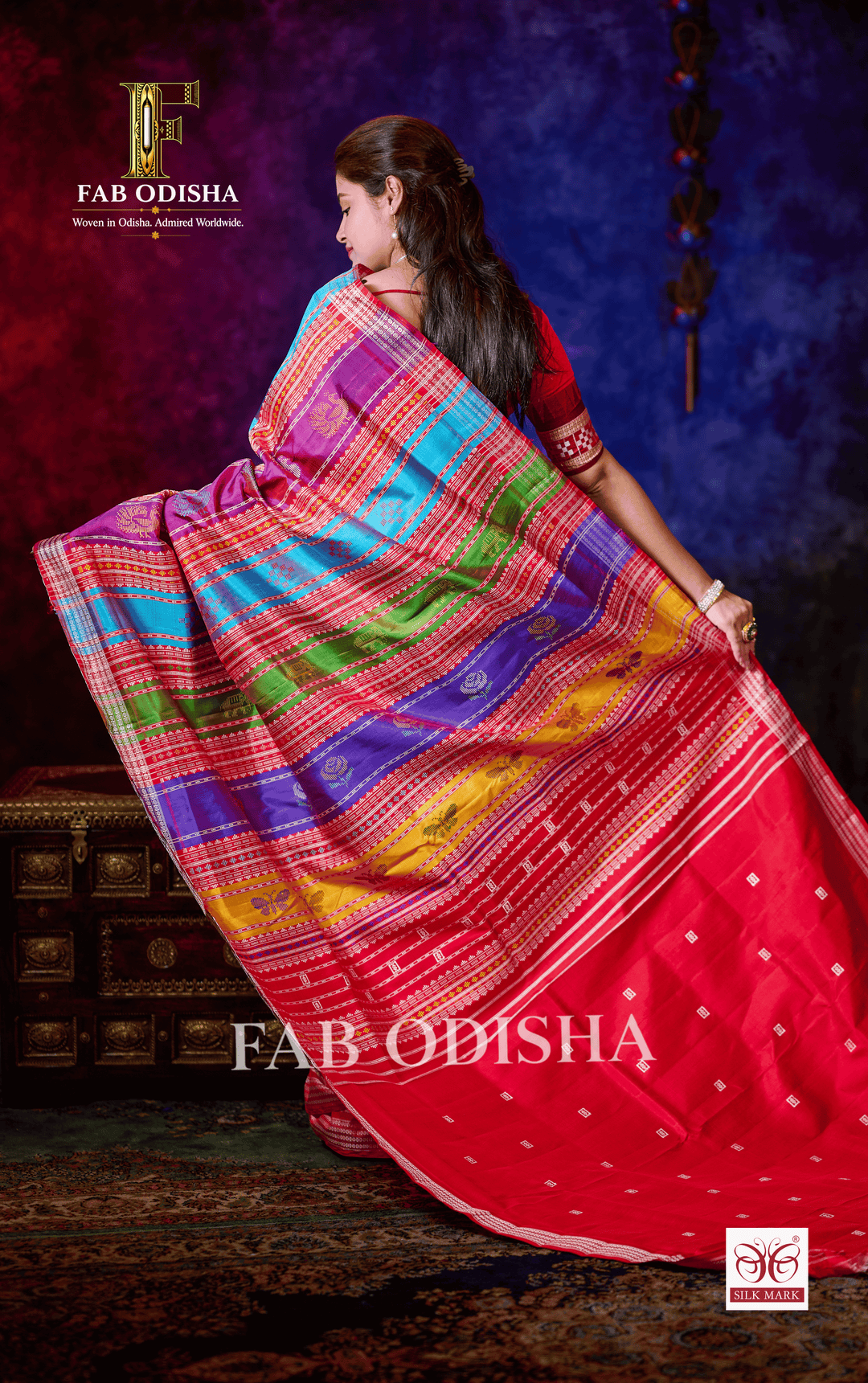 RANGAPRABHA BERHAMPURI HANDLOOM DOUBLE AANCHAL PURE SILK PATTA SAREE