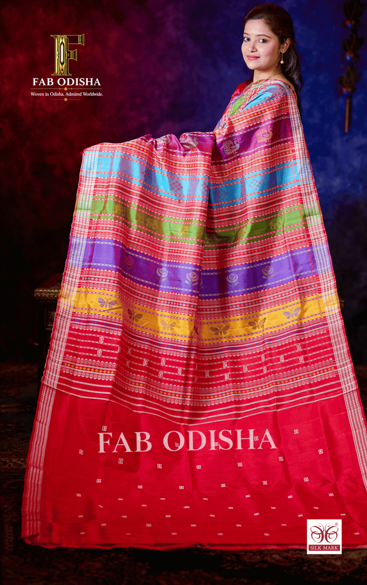 RANGAPRABHA BERHAMPURI HANDLOOM DOUBLE AANCHAL PURE SILK PATTA SAREE