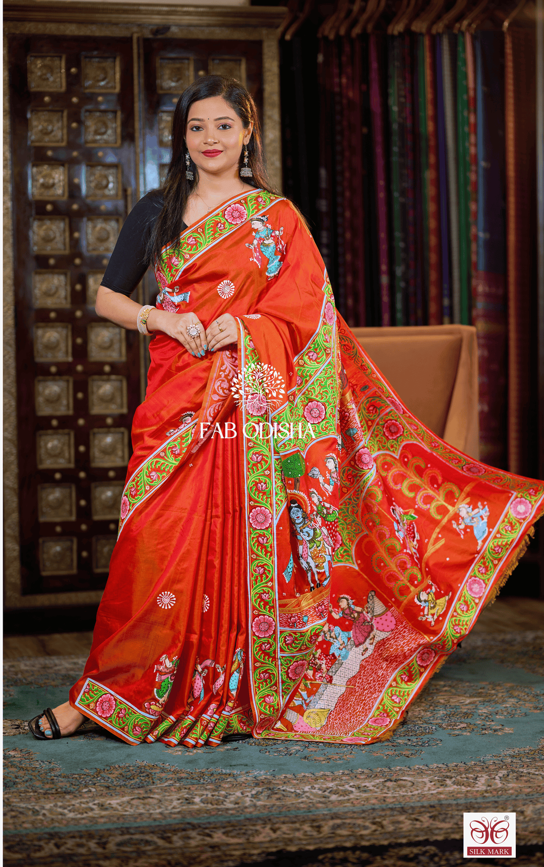 TALES FROM VRINDAVAN" PATTACHITRA PURE SILK SAREE