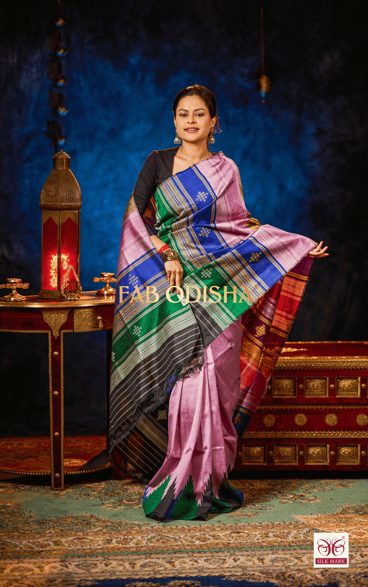 IKAYANA DOUBLE ANCHAL BERHAMPURI HANDLOOM SILK PATTA