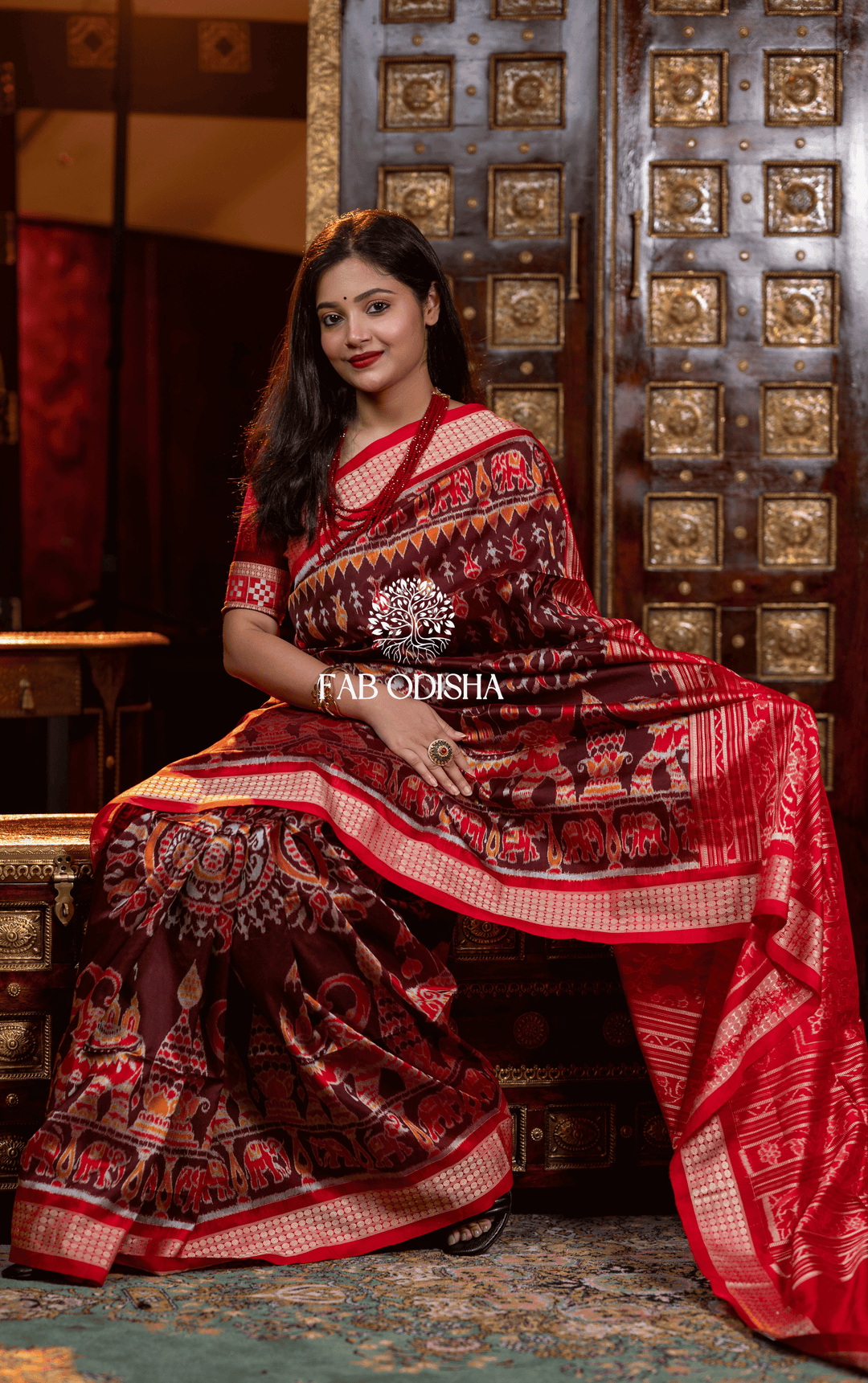 "SHAHI GAJAPATI DARBAR" SAMBALPURI BANDHA SILK PATTA SAREE