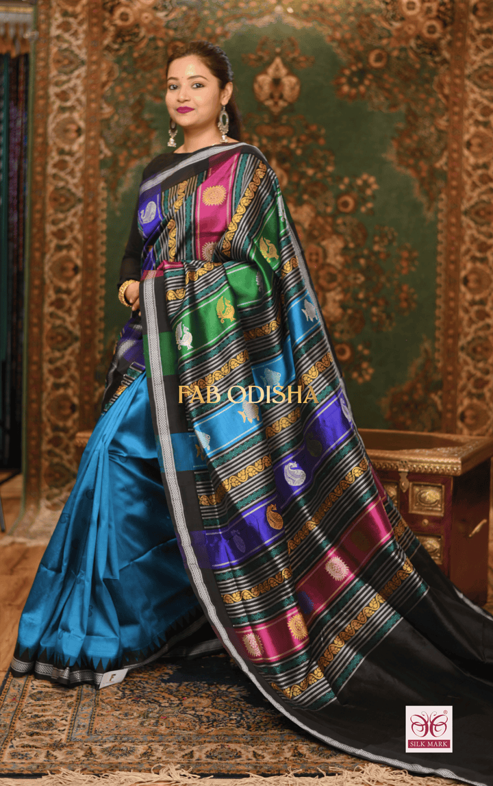 RAJASI WEAVES BERHAMPURI DOUBLE AANCHAL PURE SILK PATTA SAREE