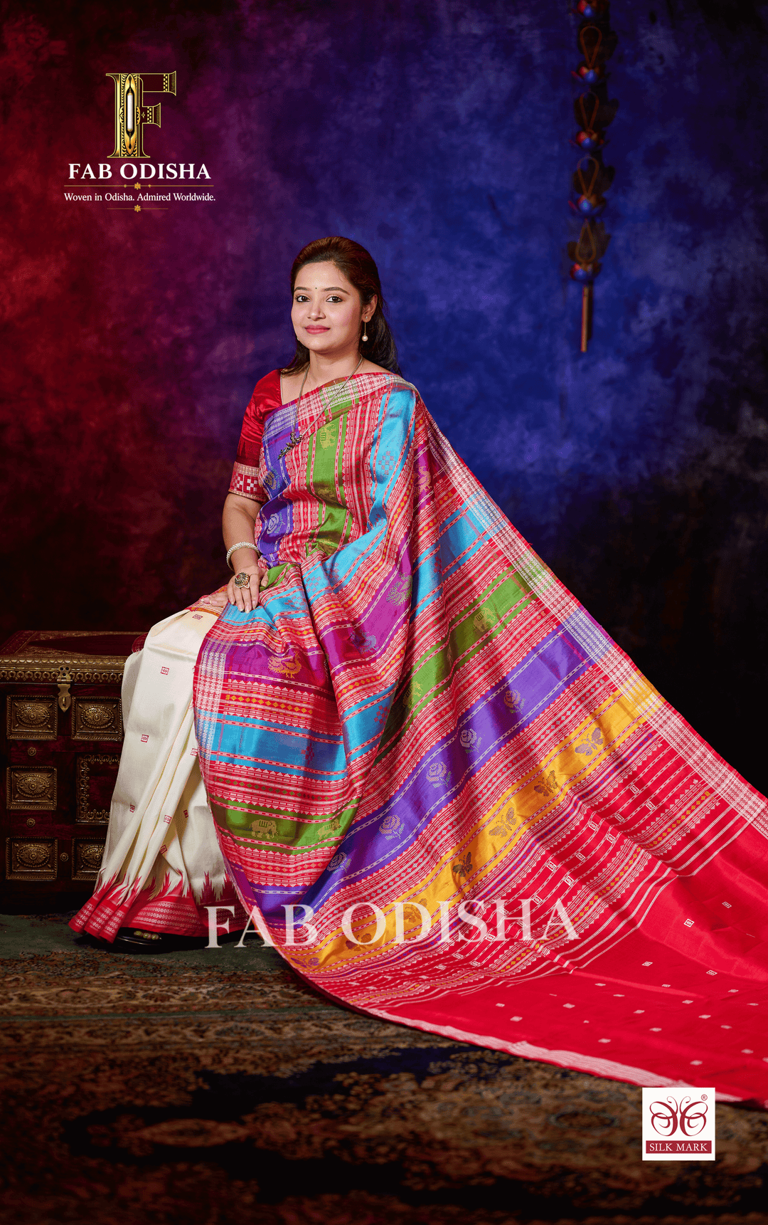 RANGAPRABHA BERHAMPURI HANDLOOM DOUBLE AANCHAL PURE SILK PATTA SAREE