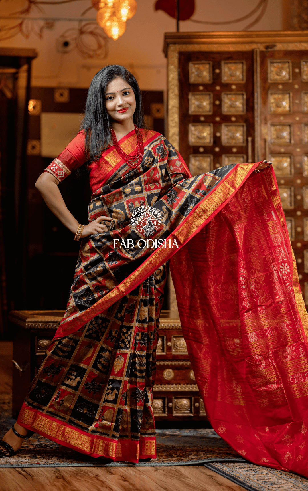 MADHURI DIXIT ODISHA HANDLOOM SAMBALPURI PURE SILK TISSUE ANCHAL SAREE