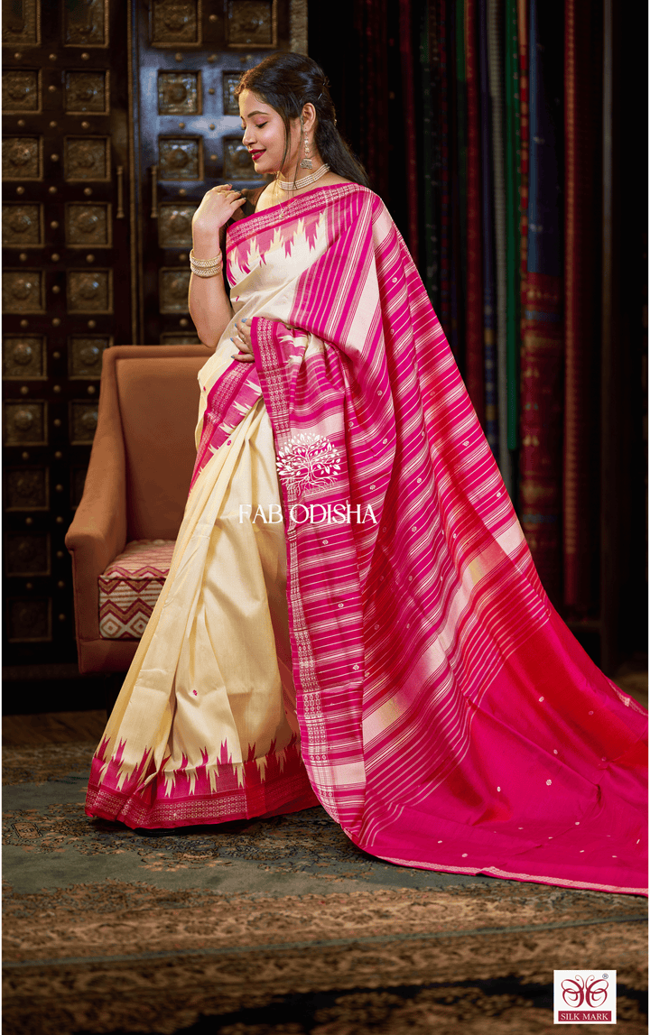 MAYADEVI AURA BERHAMPURI DOUBLE AANCHAL PURE SILK PATTA SAREE