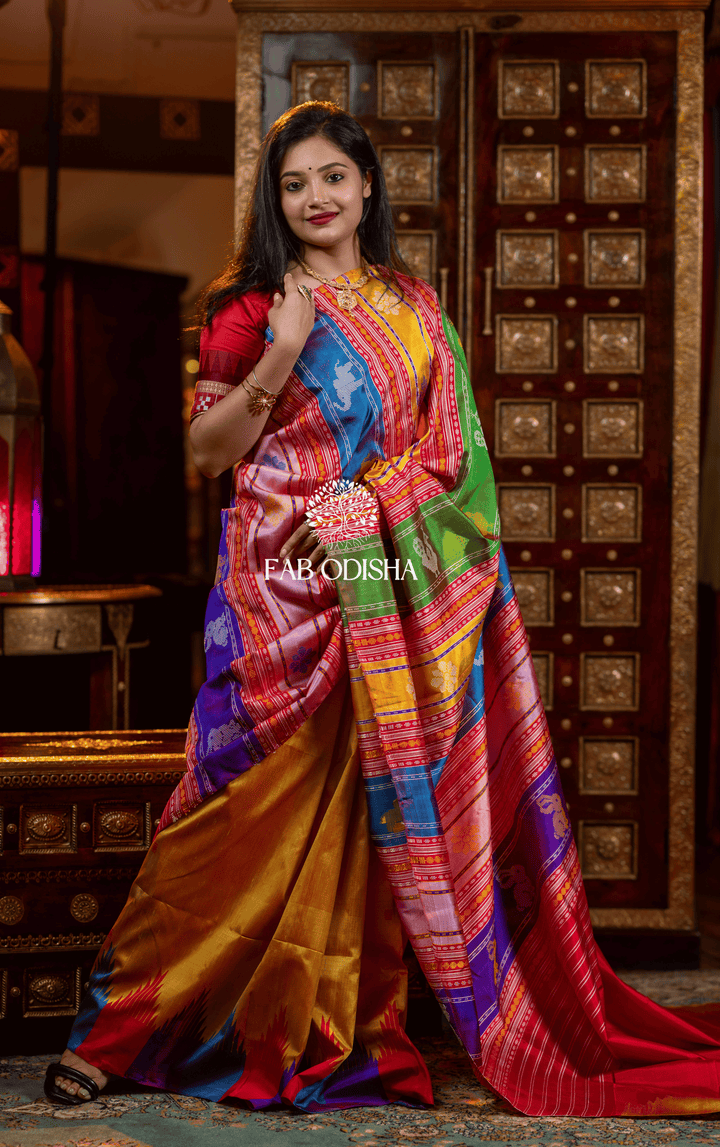 AARADHYA BERHAMPURI DOUBLE AANCHAL PURE SILK PATTA SAREE