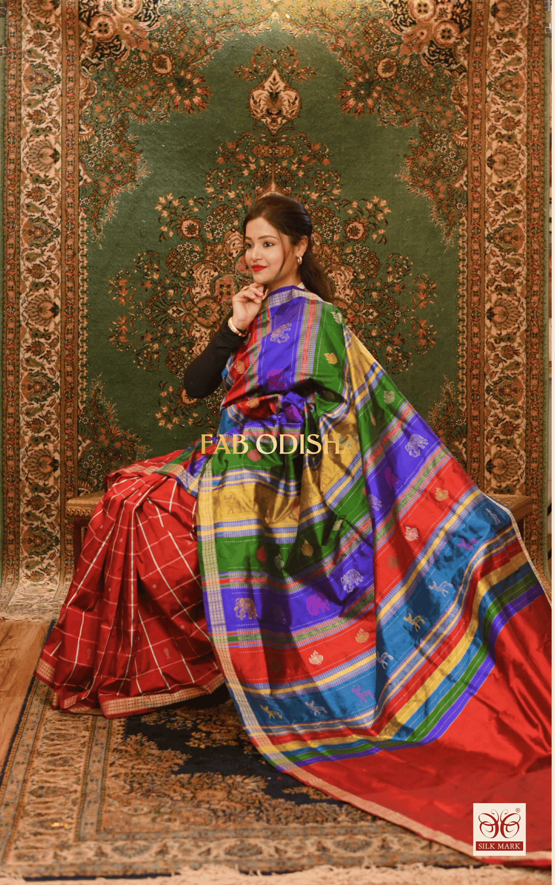 MOHEY BERHAMPURI DOUBLE AANCHAL PURE SILK PATTA SAREE