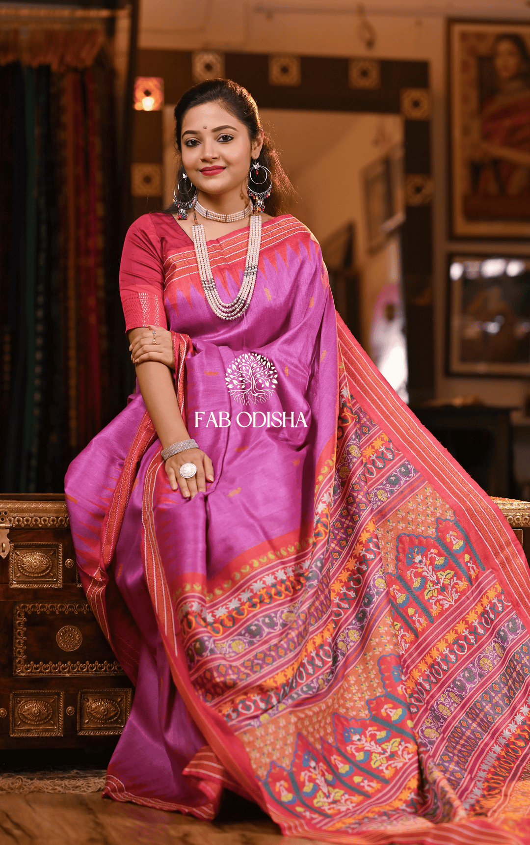 "CELESTIAL THREAD VASUNDHARA" RARE AND PREMIUM JACQUARD HAND-WOVEN FINE TUSSAR SILK SAREE