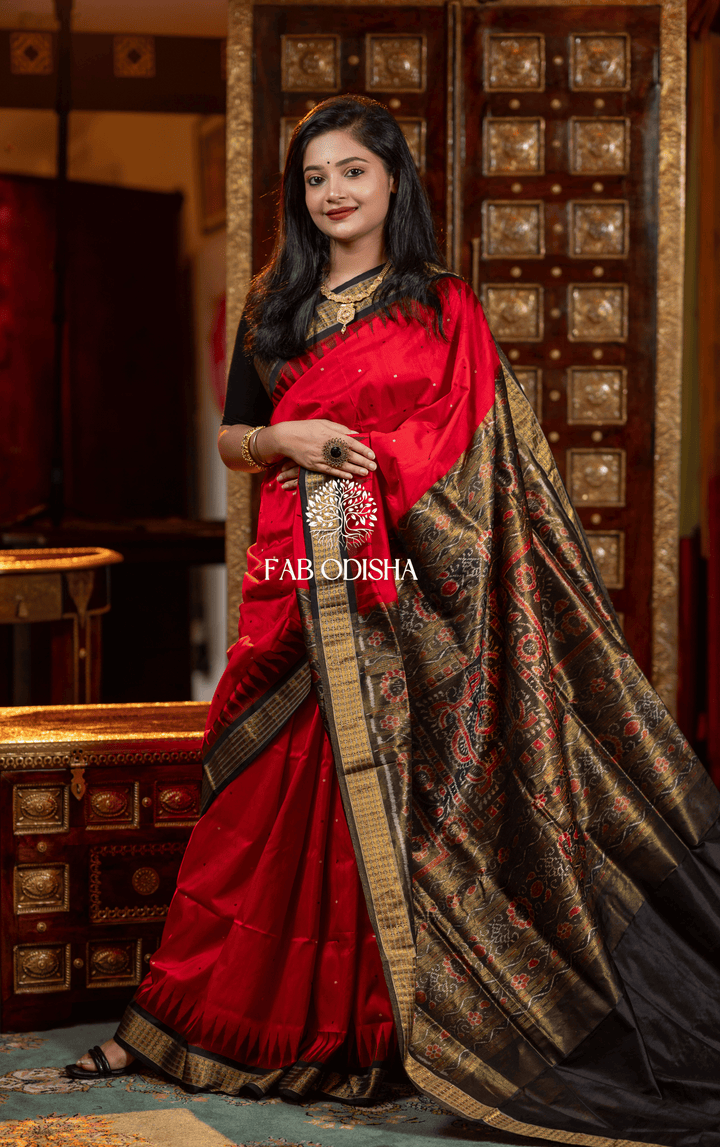 RAJANYA SUUMAYA EXCLUSIVE SAMBALPURI HANDLOOM PURE SILK TISSUE ANCHAL SAREE
