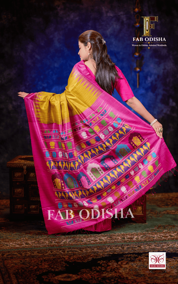 NANDIGHOSHA DOLABEDI HERITAGE FINE TUSSAR HANDLOOM SILK SAREE