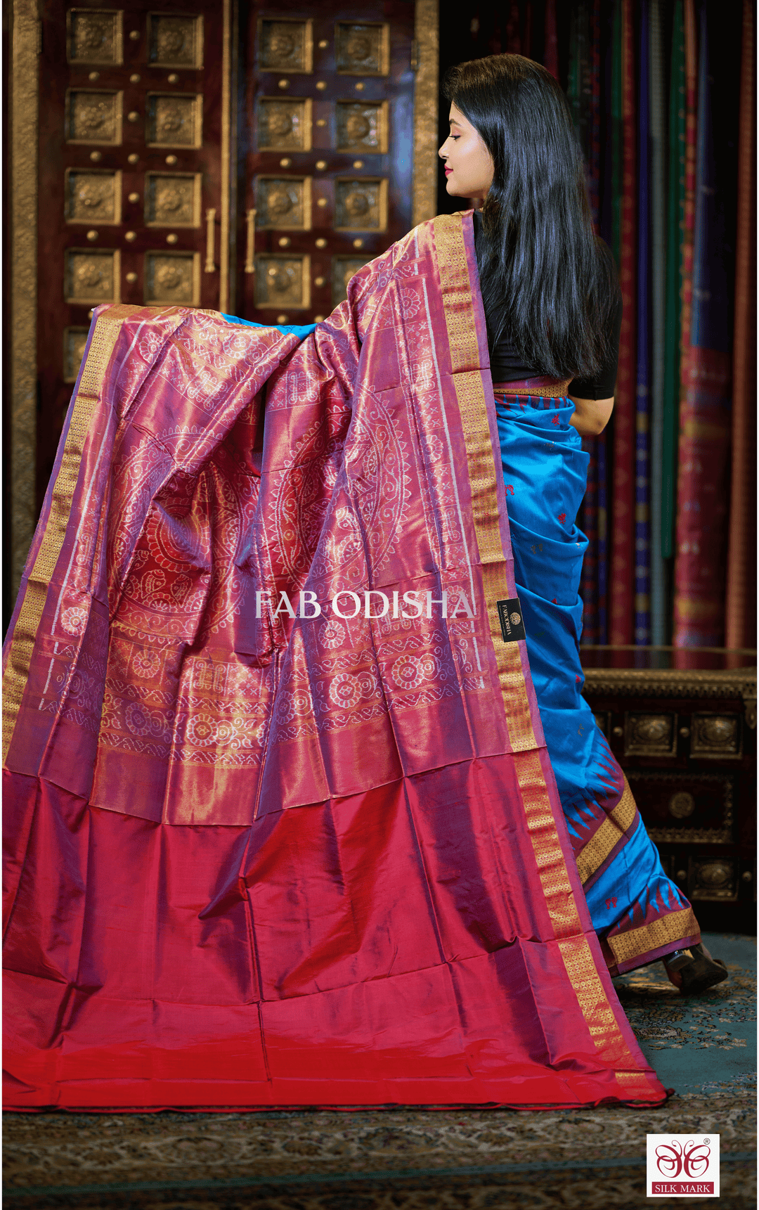 ANVAYA LUXE LAXMI PADA EXCLUSIVE SAMBALPURI HANDLOOM PURE TISSUE SILK SAREE