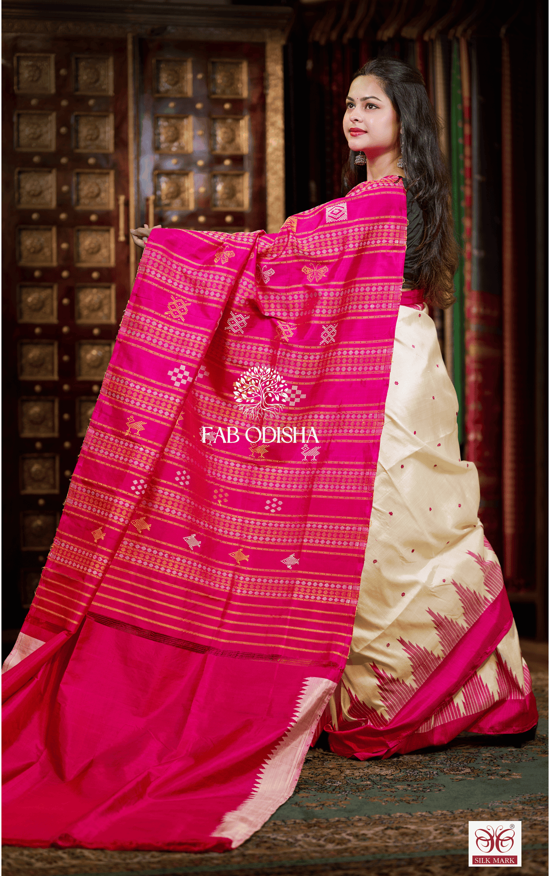 UTSAV TIMELESS BERHAMPURI DOUBLE AANCHAL PURE SILK PATTA SAREE