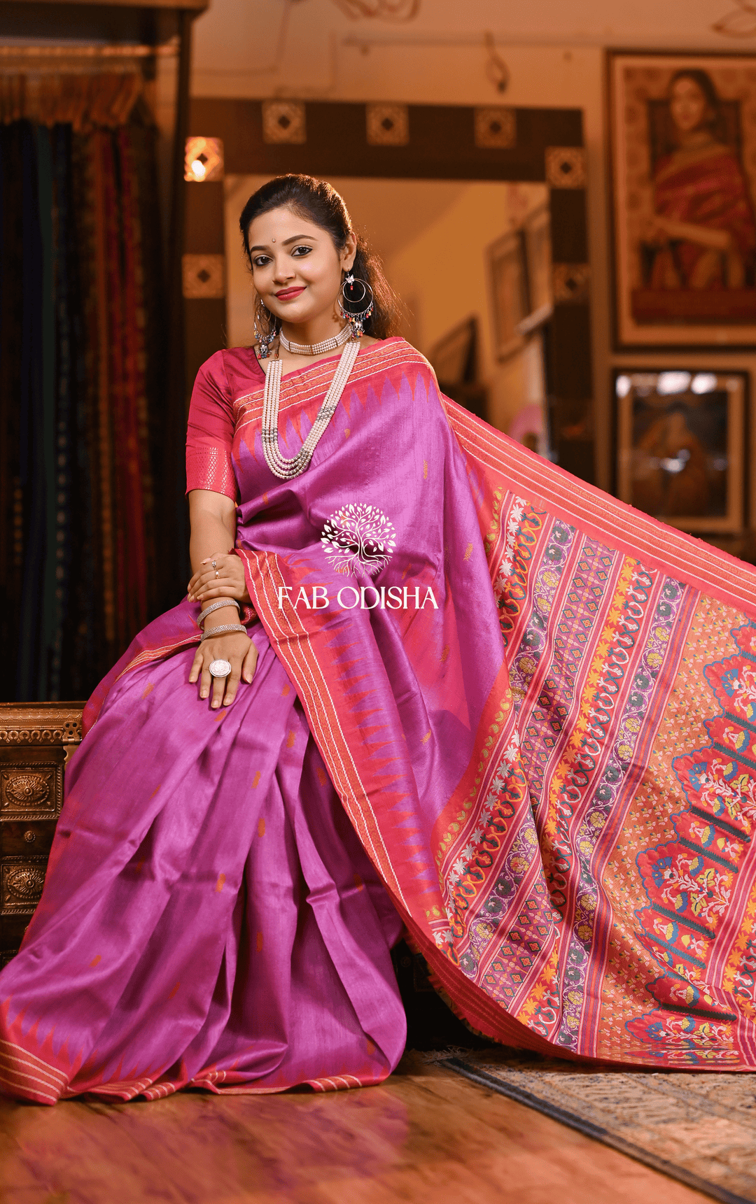 "CELESTIAL THREAD VASUNDHARA" RARE AND PREMIUM JACQUARD HAND-WOVEN FINE TUSSAR SILK SAREE
