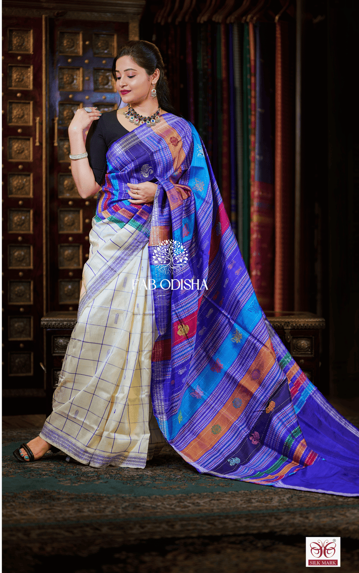 VEDIC AURA BERHAMPURI DOUBLE AANCHAL PURE SILK PATTA SAREE