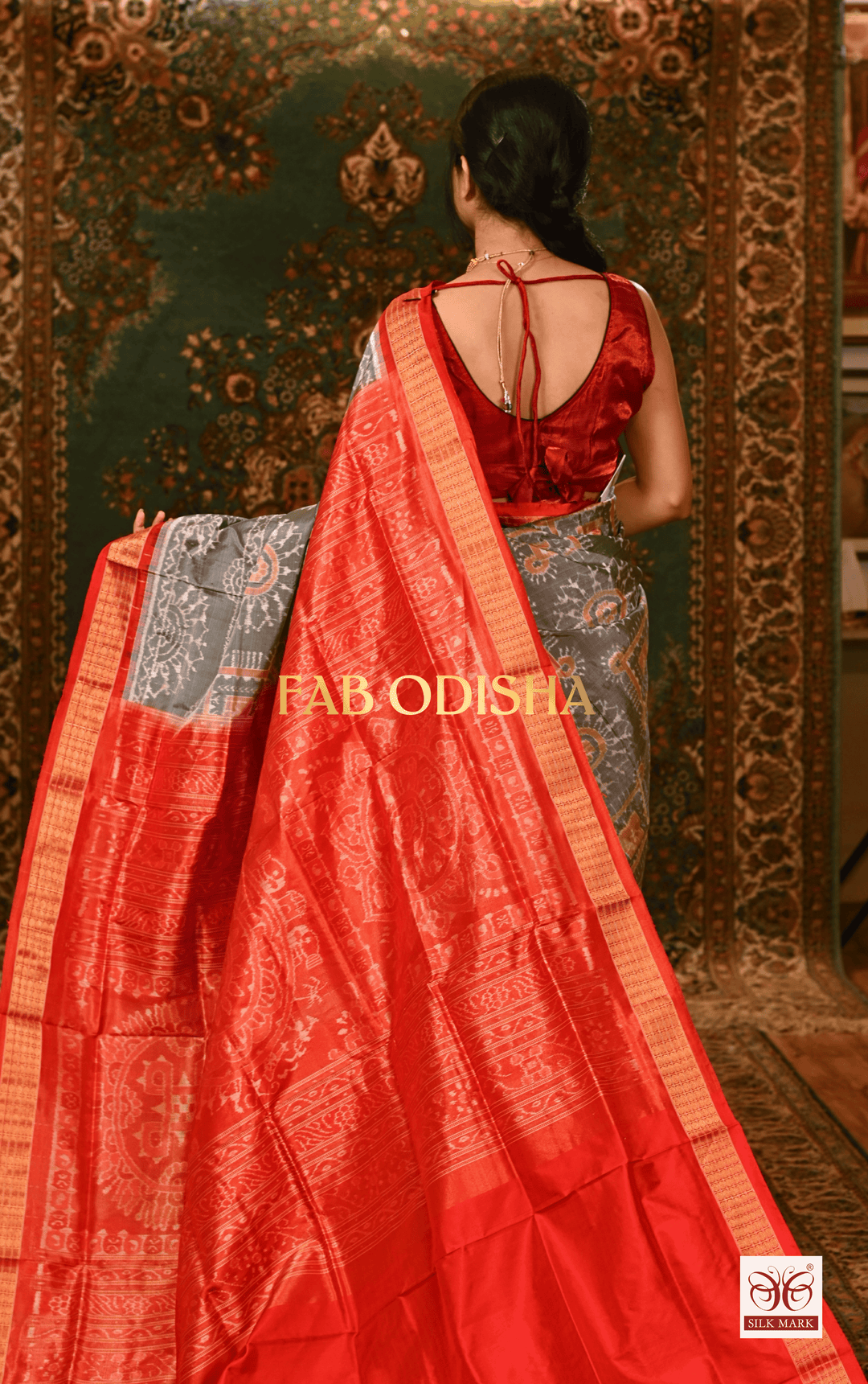 NAYANTARA LUXE SYMPHONY EXQUISITE SAMBALPURI PURE HANDLOOM TISSUE ANCHAL SILK SAREE