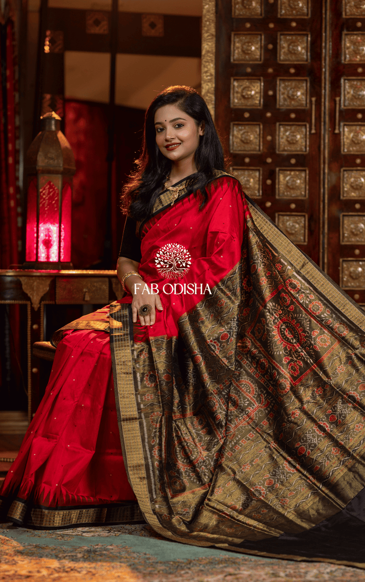 RAJANYA SUUMAYA EXCLUSIVE SAMBALPURI HANDLOOM PURE SILK TISSUE ANCHAL SAREE