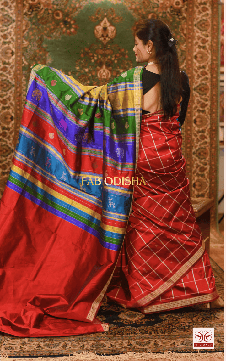 MOHEY BERHAMPURI DOUBLE AANCHAL PURE SILK PATTA SAREE