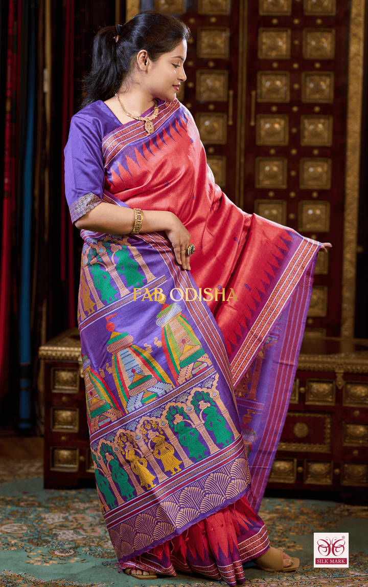 SHREE MANDIR THEME SARI OPULENCE MASTER WEAVE SUPER FINE TUSSAR SILK SAREE