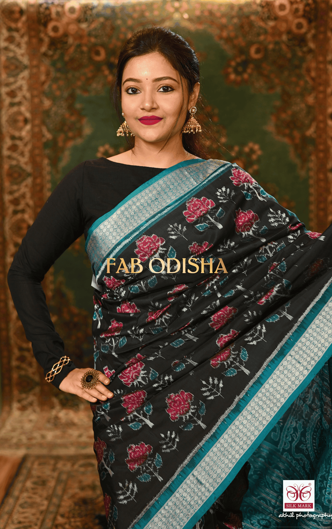 CELESTIAL DIVASTRI EXCLUSIVE SAMBALPURI HANDLOOM PURE SILK SAREE WITH FULL IKAT BLOUSE PIECE