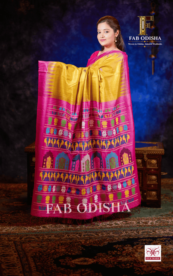 NANDIGHOSHA DOLABEDI HERITAGE FINE TUSSAR HANDLOOM SILK SAREE
