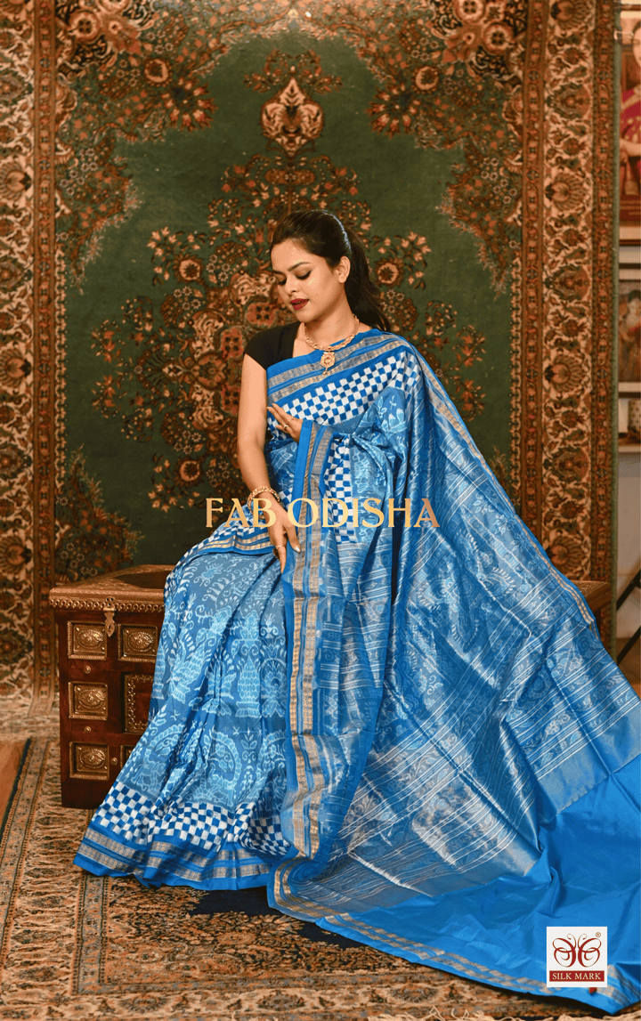 TARA TEJAS EXCLUSIVE SAMBALPURI PURE HANDLOOM SILK  TISSUE ANCHAL SAREE