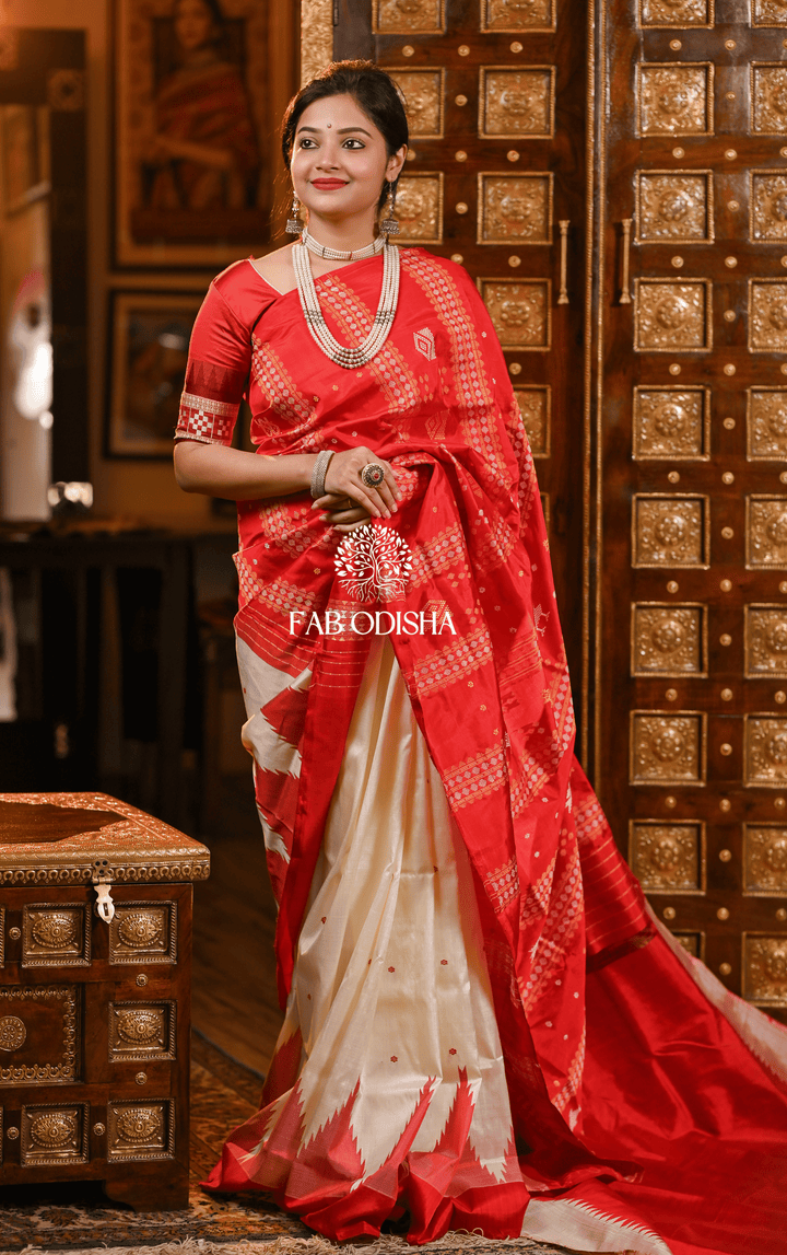 SATI SAVITRI BERHAMPURI DOUBLE AANCHAL PURE SILK PATTA SAREE