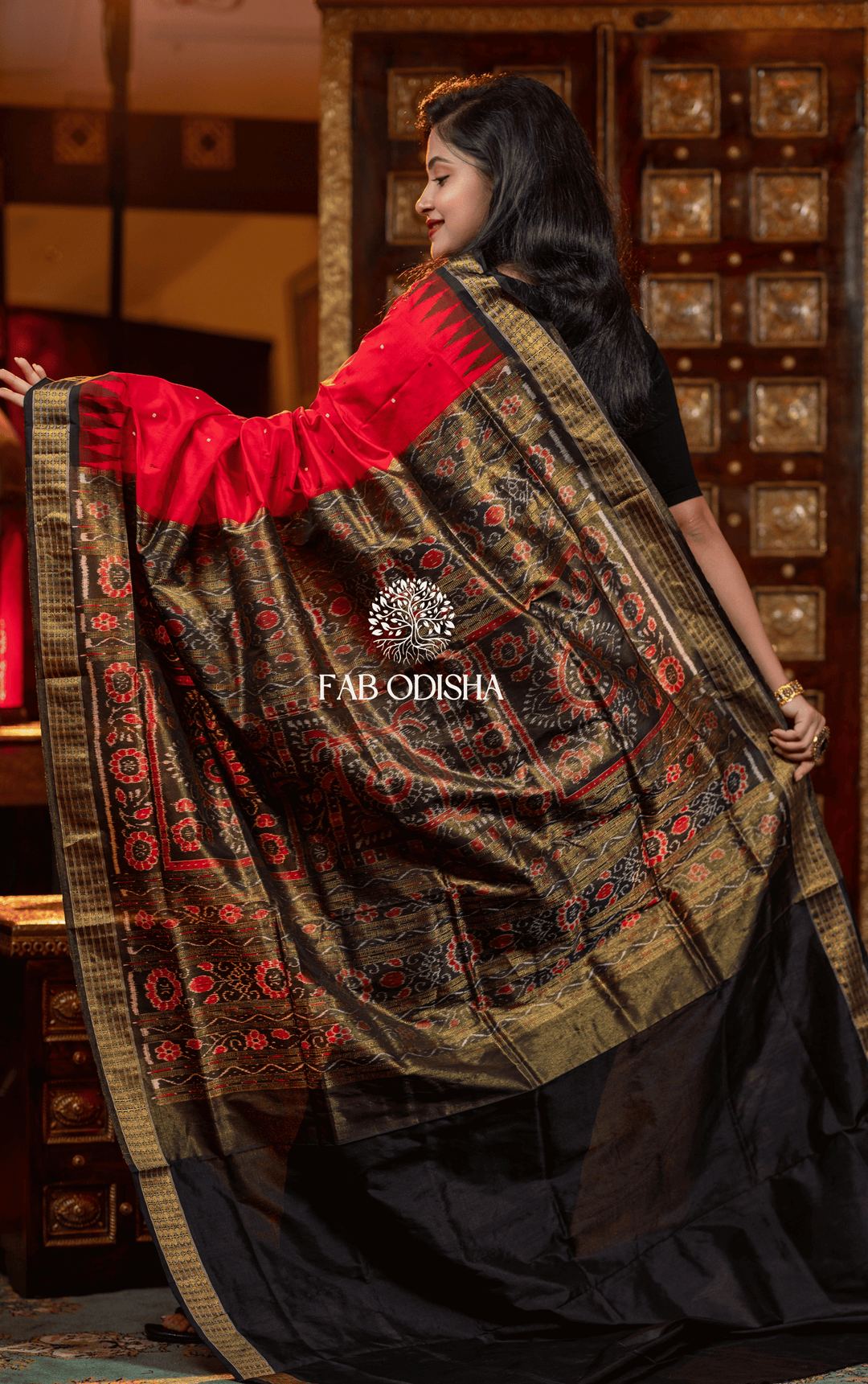 RAJANYA SUUMAYA EXCLUSIVE SAMBALPURI HANDLOOM PURE SILK TISSUE ANCHAL SAREE