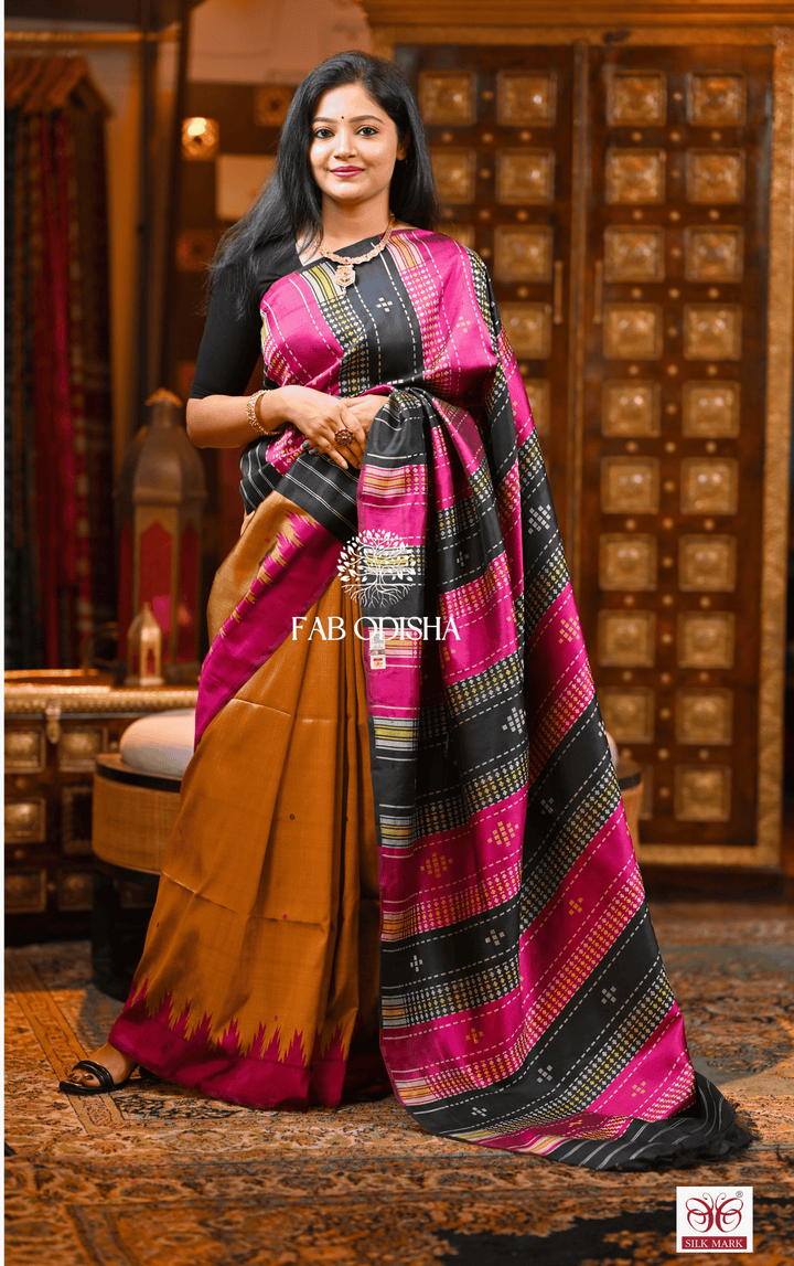 AMBA AMBAR BERHAMPURI DOUBLE AANCHAL PURE SILK PATTA SAREE