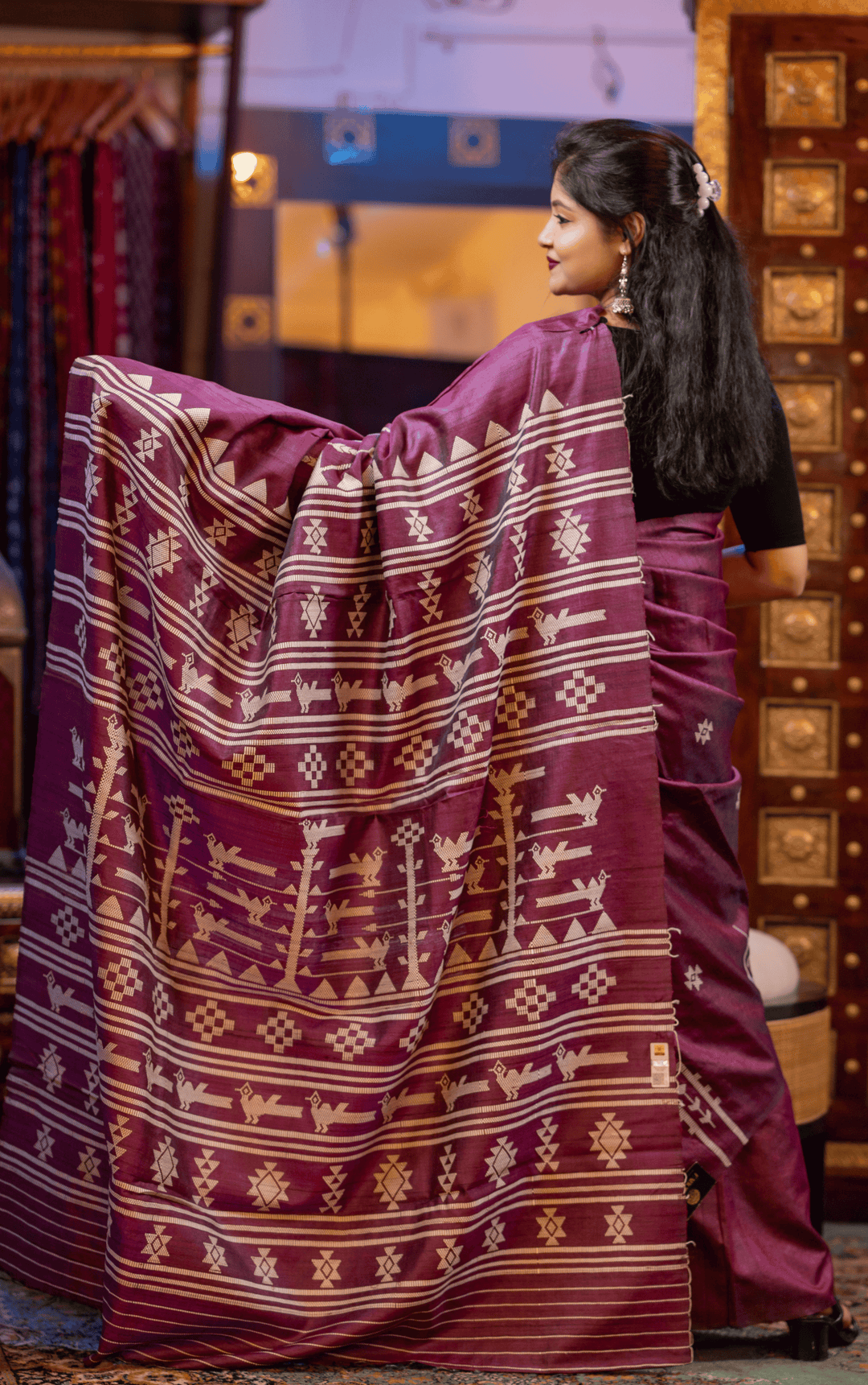 DIVYARANGI SUKRITI BOMKAI HERITAGE FINE TUSSAR HANDLOOM SILK SAREE