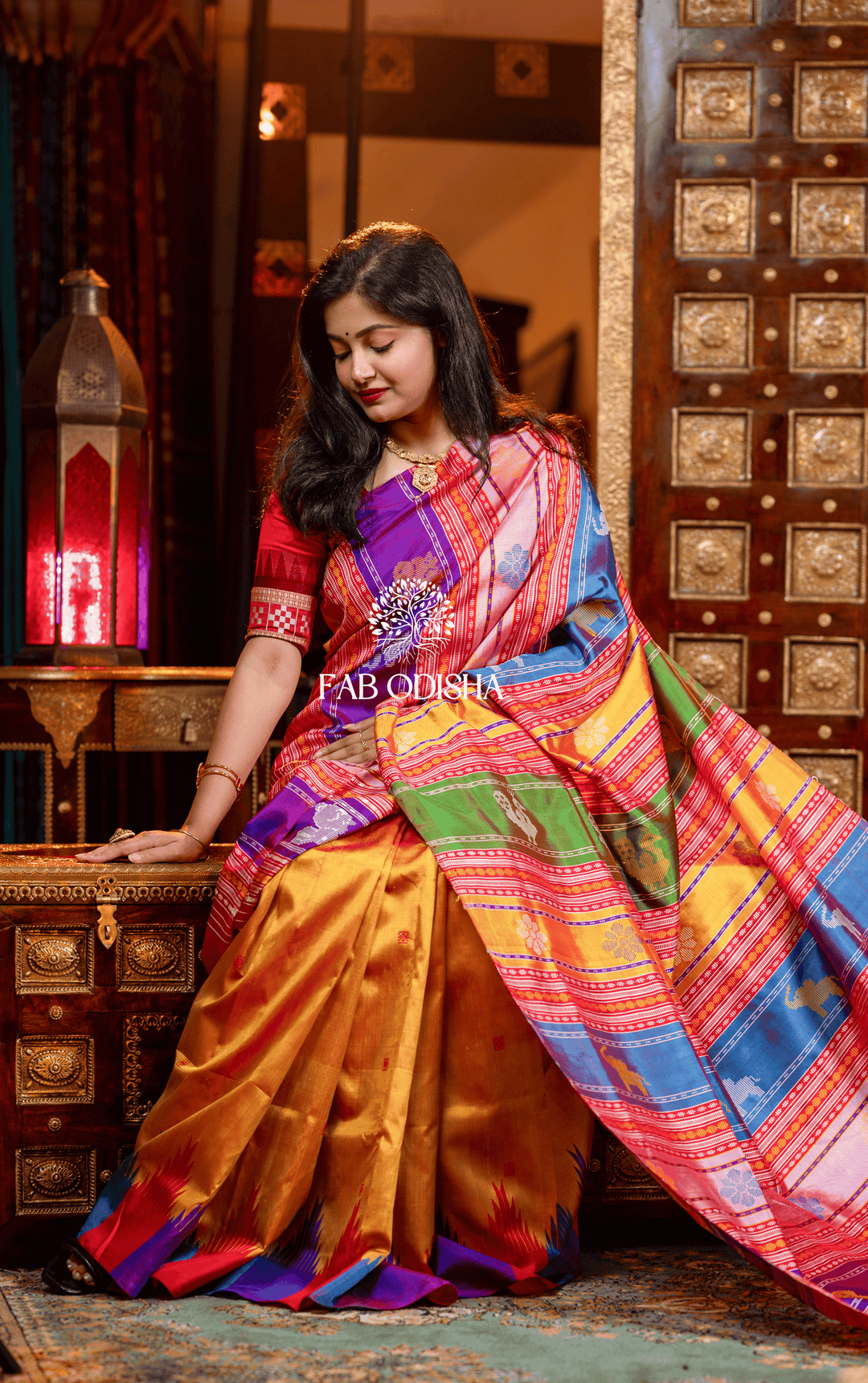 AARADHYA BERHAMPURI DOUBLE AANCHAL PURE SILK PATTA SAREE