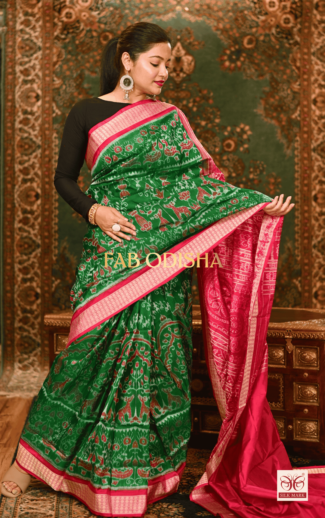 KOEL KUM KUM LUXE SAMBALPURI HANDLOOM PURE SILK SAREE
