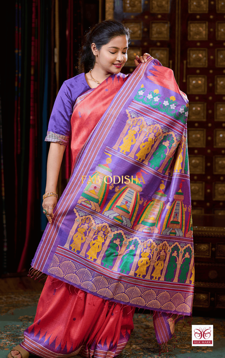 SHREE MANDIR THEME SARI OPULENCE MASTER WEAVE SUPER FINE TUSSAR SILK SAREE