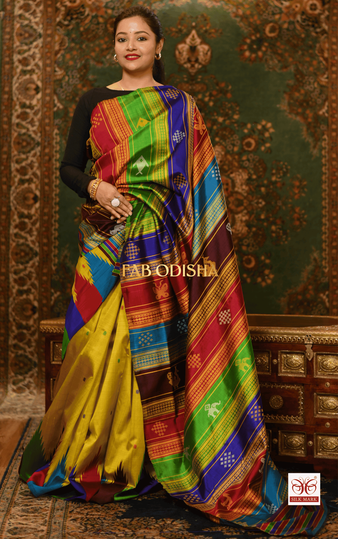 RAJNANDINI BERHAMPURI DOUBLE AANCHAL PURE SILK PATTA SAREE