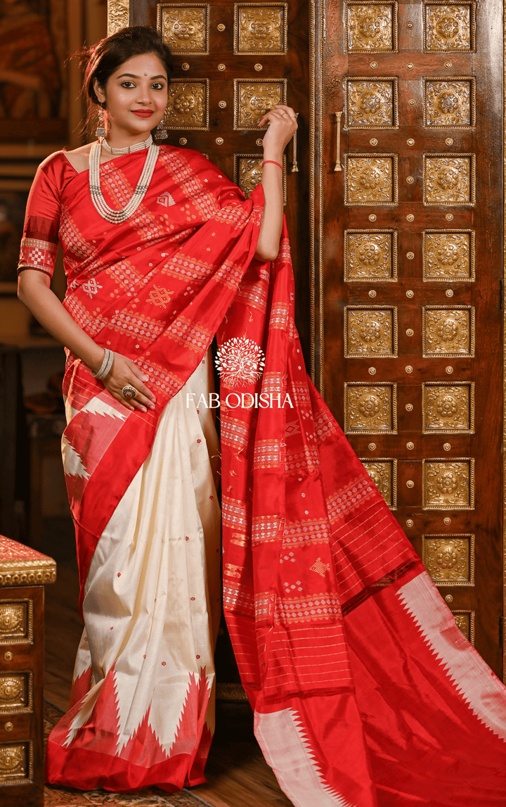 SATI SAVITRI BERHAMPURI DOUBLE AANCHAL PURE SILK PATTA SAREE