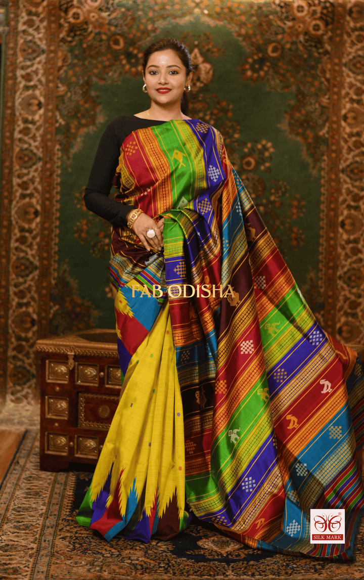 RAJNANDINI BERHAMPURI DOUBLE AANCHAL PURE SILK PATTA SAREE