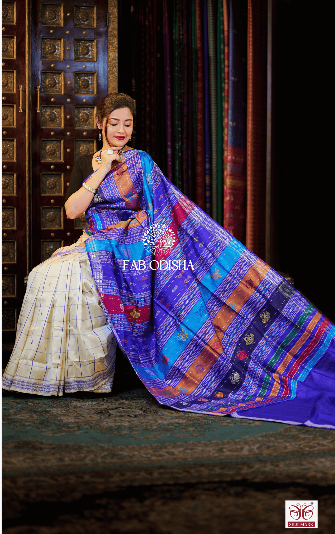 VEDIC AURA BERHAMPURI DOUBLE AANCHAL PURE SILK PATTA SAREE