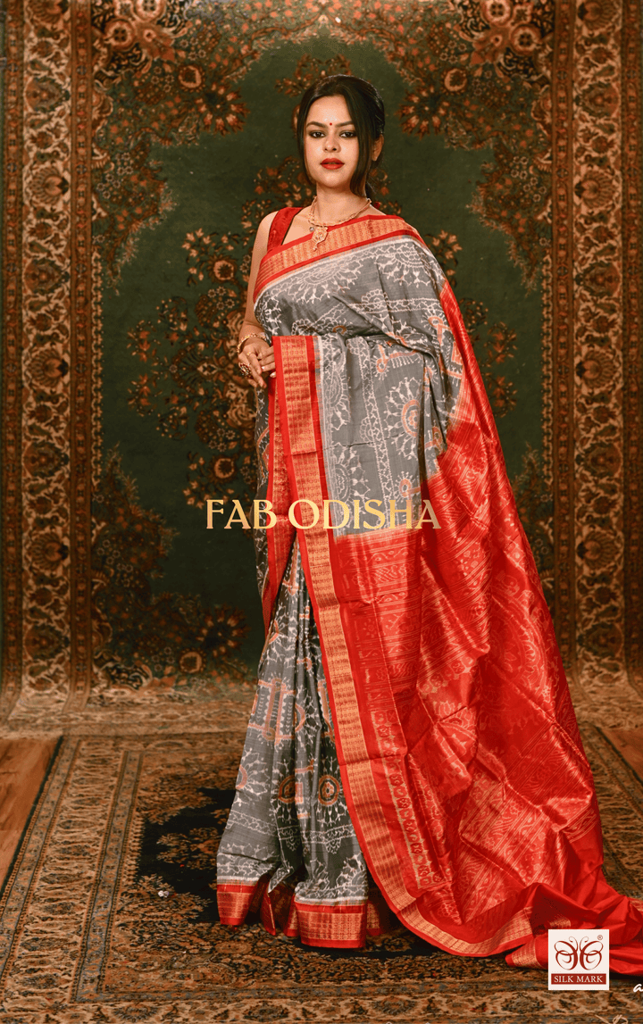 NAYANTARA LUXE SYMPHONY EXQUISITE SAMBALPURI PURE HANDLOOM TISSUE ANCHAL SILK SAREE