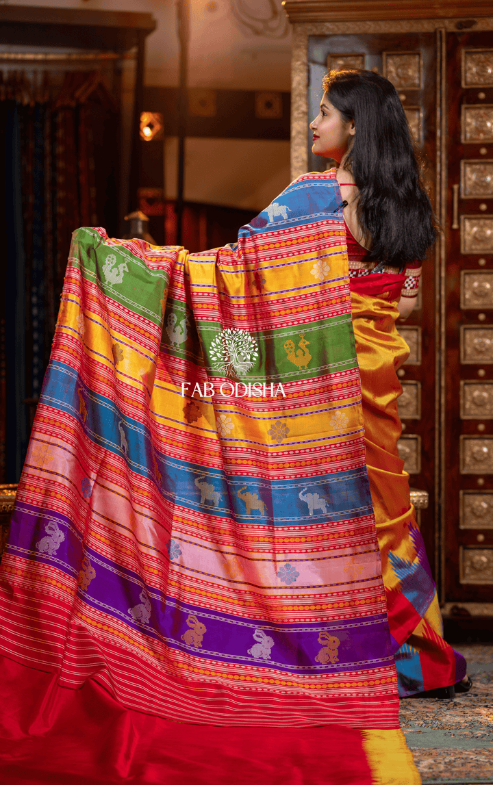 AARADHYA BERHAMPURI DOUBLE AANCHAL PURE SILK PATTA SAREE