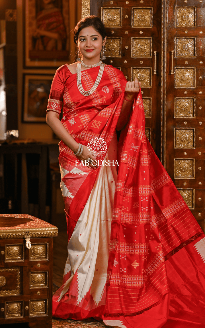 SATI SAVITRI BERHAMPURI DOUBLE AANCHAL PURE SILK PATTA SAREE